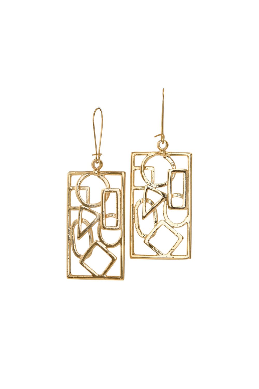 Abstract Geometric Gold Earrings - EarringsMAZONKIKI