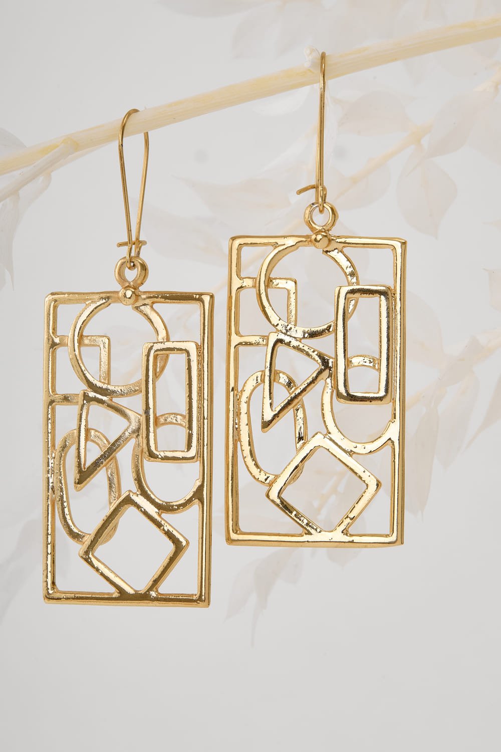 Abstract Geometric Gold Earrings - EarringsMAZONKIKI