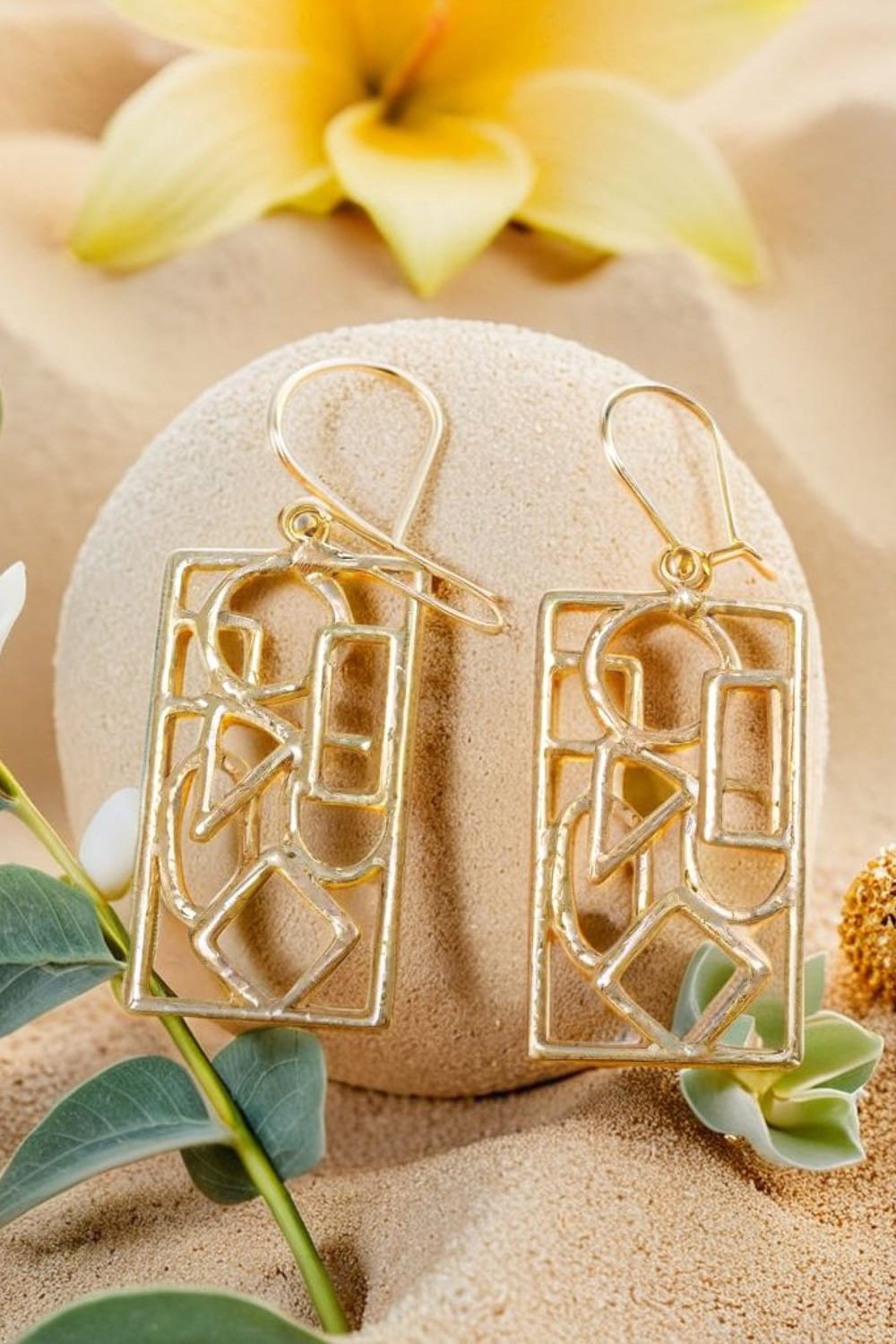 Abstract Geometric Gold Earrings - EarringsMAZONKIKI