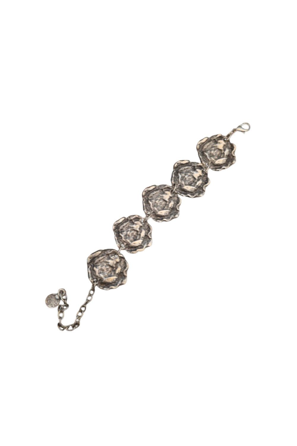 Antiqued Silver Floral Link Bracelet - BraceletMAZONKIKI