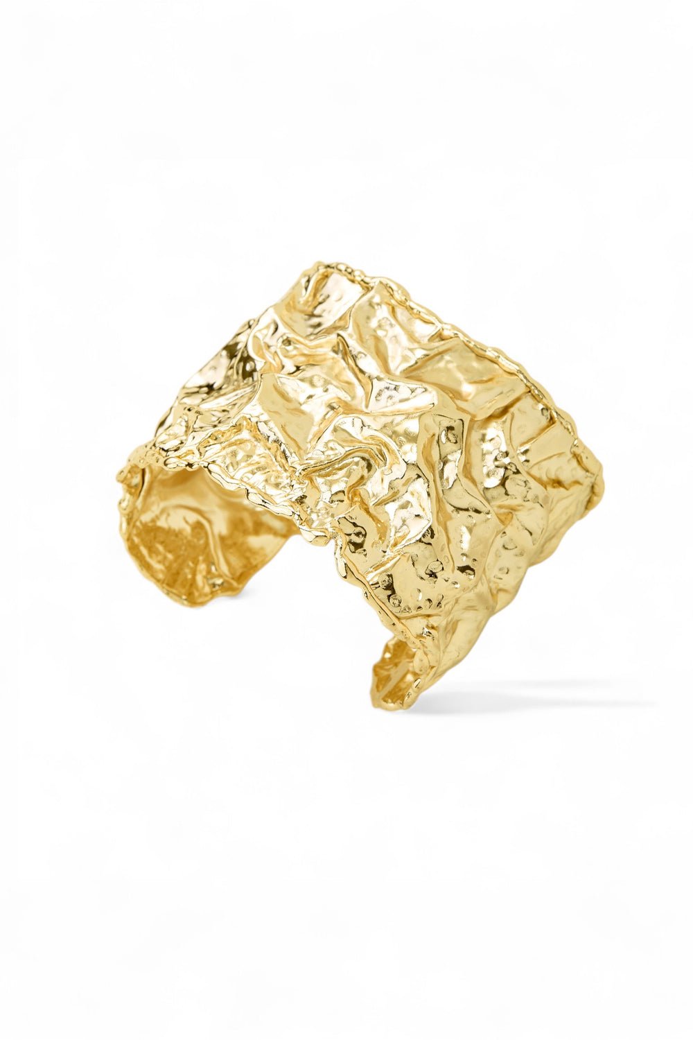 Crushed Gold Statement Cuff Bracelet - BraceletMAZONKIKI