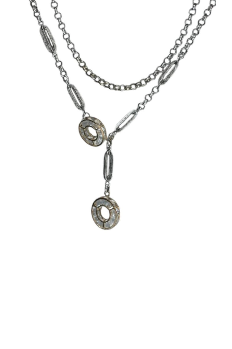 Dual Circle Pendant Chain Necklace - NecklaceMAZONKIKI