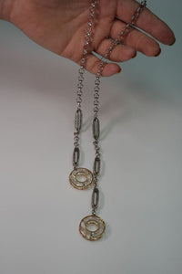 Dual Circle Pendant Chain Necklace - NecklaceMAZONKIKI