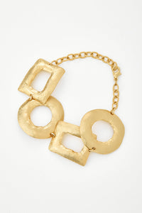 Gold - Plated Bold Shapes Link Bracelet - BraceletMAZONKIKI