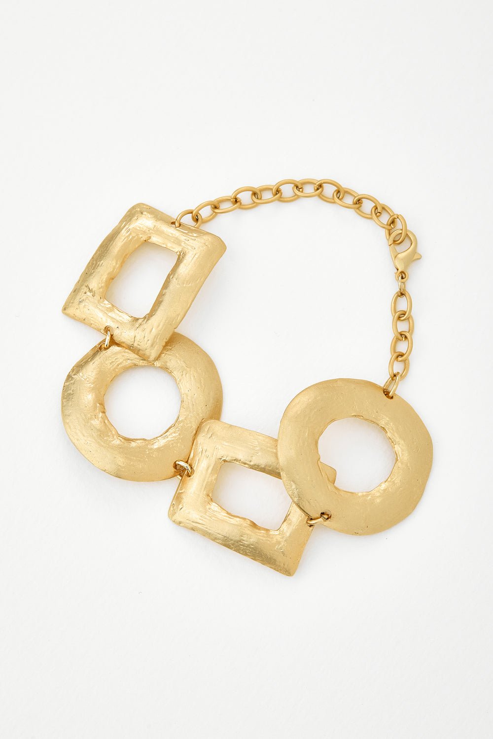 Gold - Plated Bold Shapes Link Bracelet - BraceletMAZONKIKI