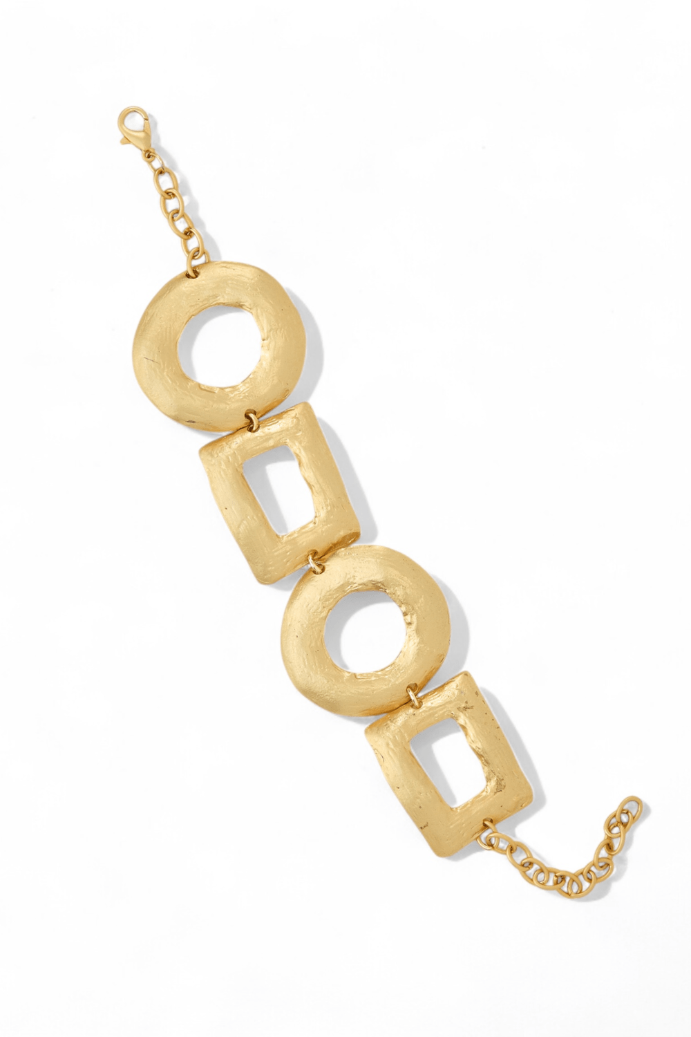 Gold - Plated Bold Shapes Link Bracelet - BraceletMAZONKIKI