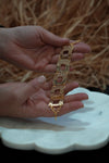 Gold - Plated Textured Square Link Bracelet - BraceletMAZONKIKI