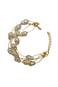 Golden Faux Baroque Pearl Strand Bracelet - BraceletMAZONKIKI