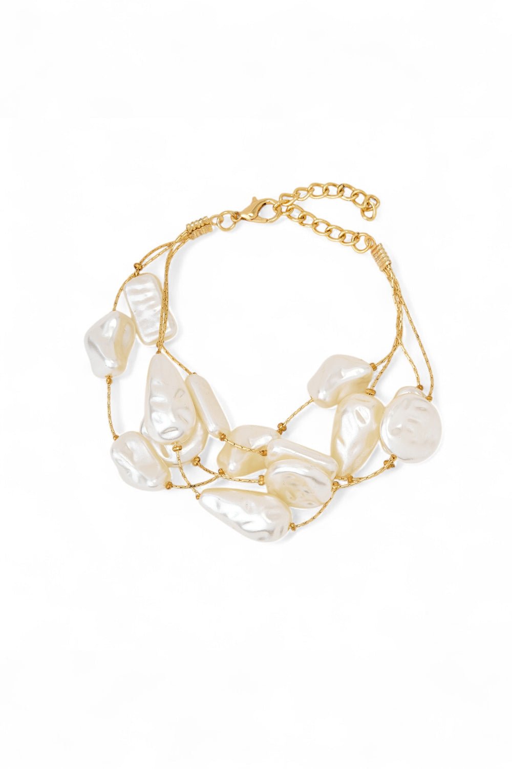 Golden Faux Baroque Pearl Strand Bracelet - BraceletMAZONKIKI