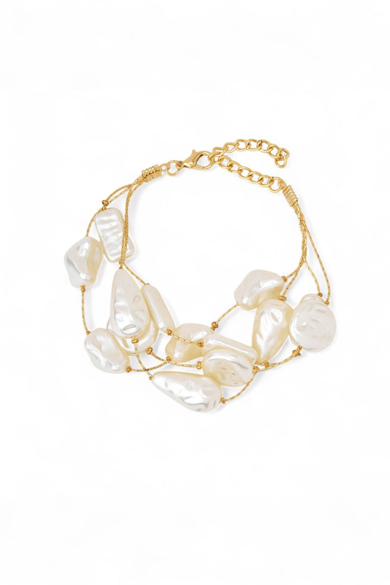 Golden Faux Baroque Pearl Strand Bracelet - BraceletMAZONKIKI