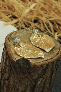 Golden Leaf Drop Earrings - EarringsMAZONKIKI