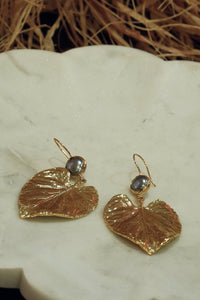 Golden Leaf Drop Earrings - EarringsMAZONKIKI