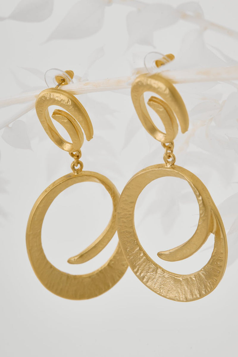 Golden Swirl Drop Earrings - EarringsMAZONKIKI