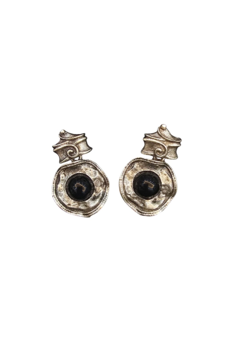 Obsidian Swirl Stud Earrings - EarringsMAZONKIKI