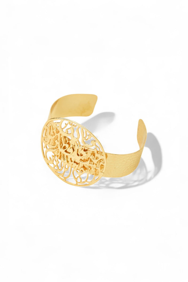 Ornate Filigree Gold - Plated Cuff Bracelet - BraceletMAZONKIKI