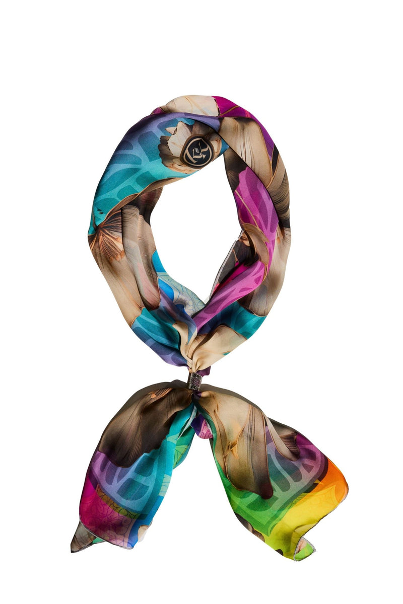 Rainbow Blossom Silk Scarf - ScarvesMAZONKIKI