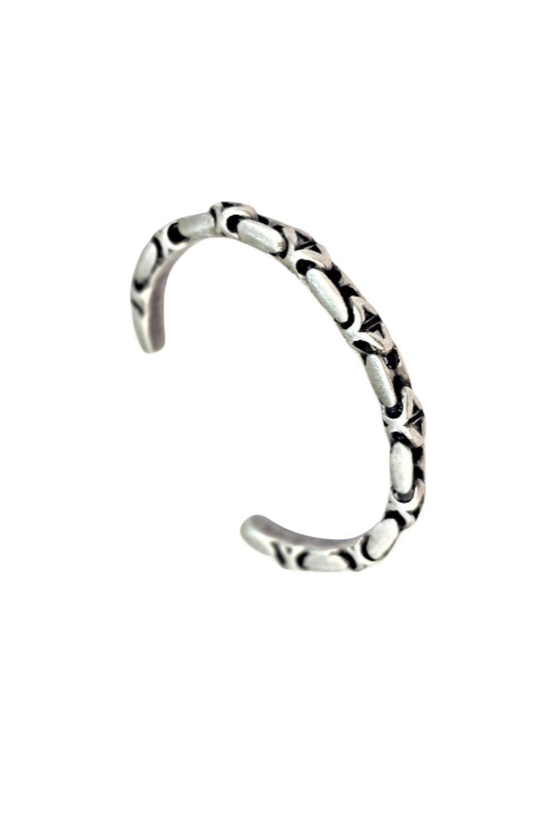 Silver Etched Cuff Bracelet - BraceletMAZONKIKI