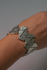 Silver - Tone Geometric Stretch Bracelet - BraceletMAZONKIKI