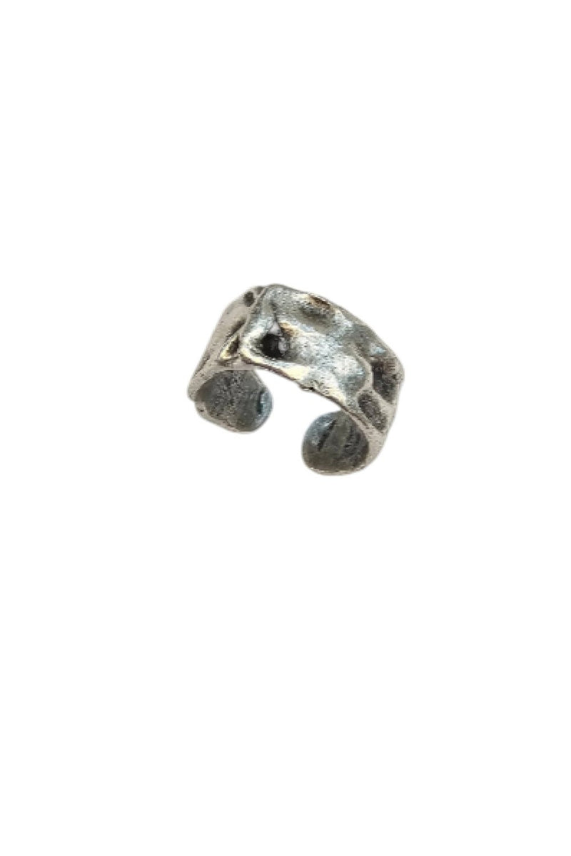 Textured Adjustable Silver - Tone Ring - MAZONKIKI