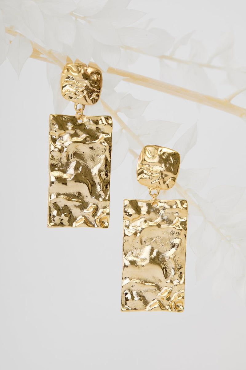 Textured Gold Statement Earrings - EarringsMAZONKIKI